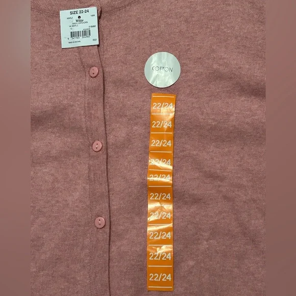 NWT 100% Cotton Clothing & Co Pink Cardigan Button Lightweight Plus Size 22/24 - Picture 4 of 6